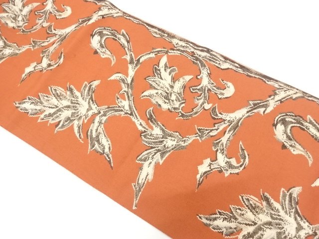 JAPANESEKIMONO / ANTIQUE FLORAL ARABESQUE PATTERN WOVEN NAGOYA OBI (WE